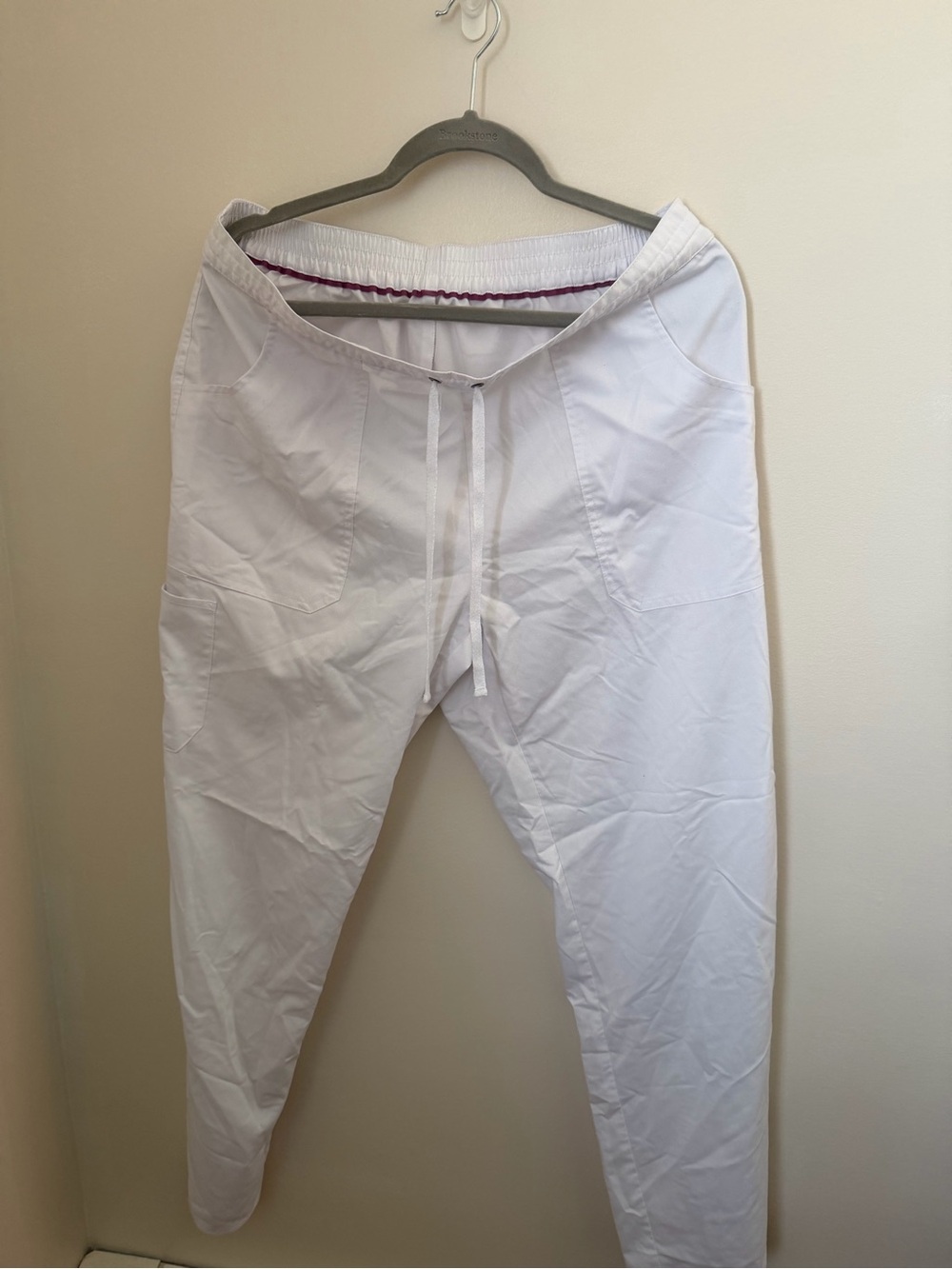 healing hands purple label White Elastic Drawstring Scrub Pants